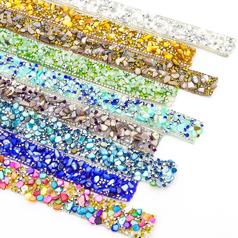 Rhinestone Ribbon Tape Self-Adhesive Glitter Trim Sticker Colored Stone Rhinestone Sticker Colorful Self Adhesive Diamond Strip
