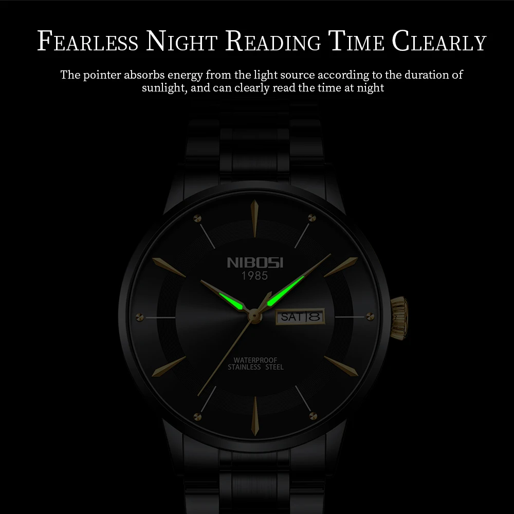 NIBOSI Top Brand Luxury Man orologio da polso impermeabile luminoso data orologi da uomo orologio da uomo al quarzo in acciaio inossidabile Reloj Hombre