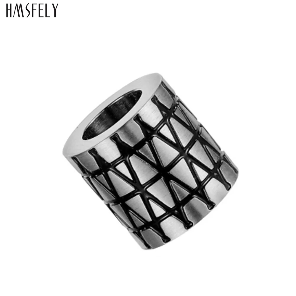 HMSFELY Stainless Steel 6mm 8mm Beads Accessories For Men Leather Bracelet Making Parts stripe Pattern Bead