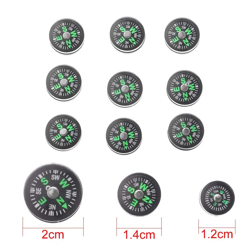 10 قطعة عالية الجودة البلاستيك الصغير الشمال الملاحة زر تصميم العملي الهادي التخييم التنزه أداة في الهواء الطلق بوصلة دقيقة