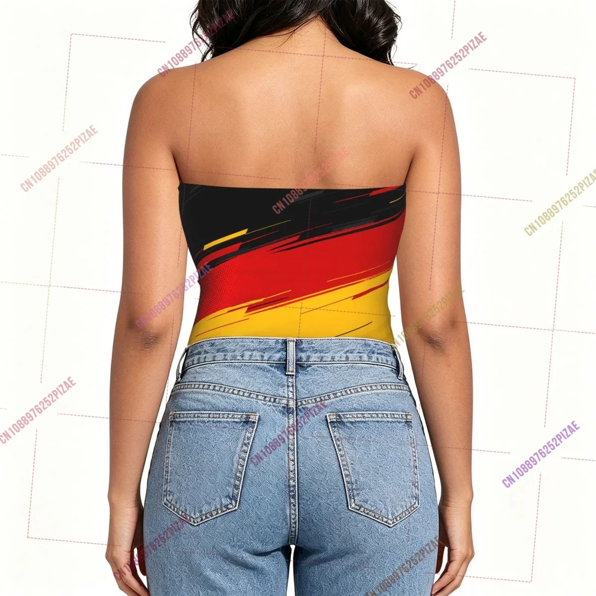2026 Germany Flag Shoulder Strapless Tube Top Sleeveless Slim Fit Cropped Tank Tops Casual Summer Basic Streetwear Y2k