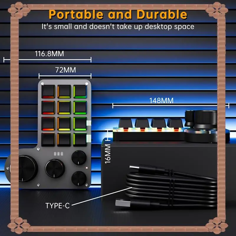 24-Hour Delivery Mini Custom Keyboard 12 Keys 4 Knobs RGB BT Mechanical Keyboard Hotswap Programming Macro Gaming Keypad