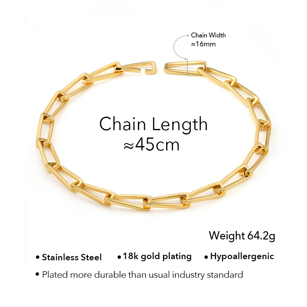 ENFASHION Para Mujer Geometry Square Chain Necklace For Unisex Stainless steel 18K Gold Plated Hight Street Jewelry C234108