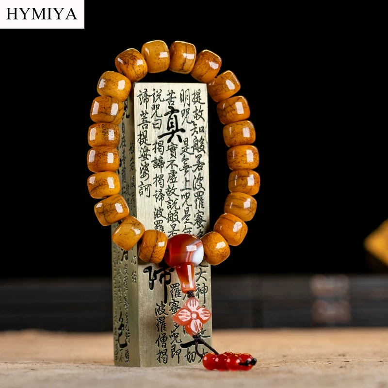 Handcrafted Yakbone Beads Bracelet Agate Tibetan Wrist Mala Bracelet Buddhist Prayer Wrist Mala