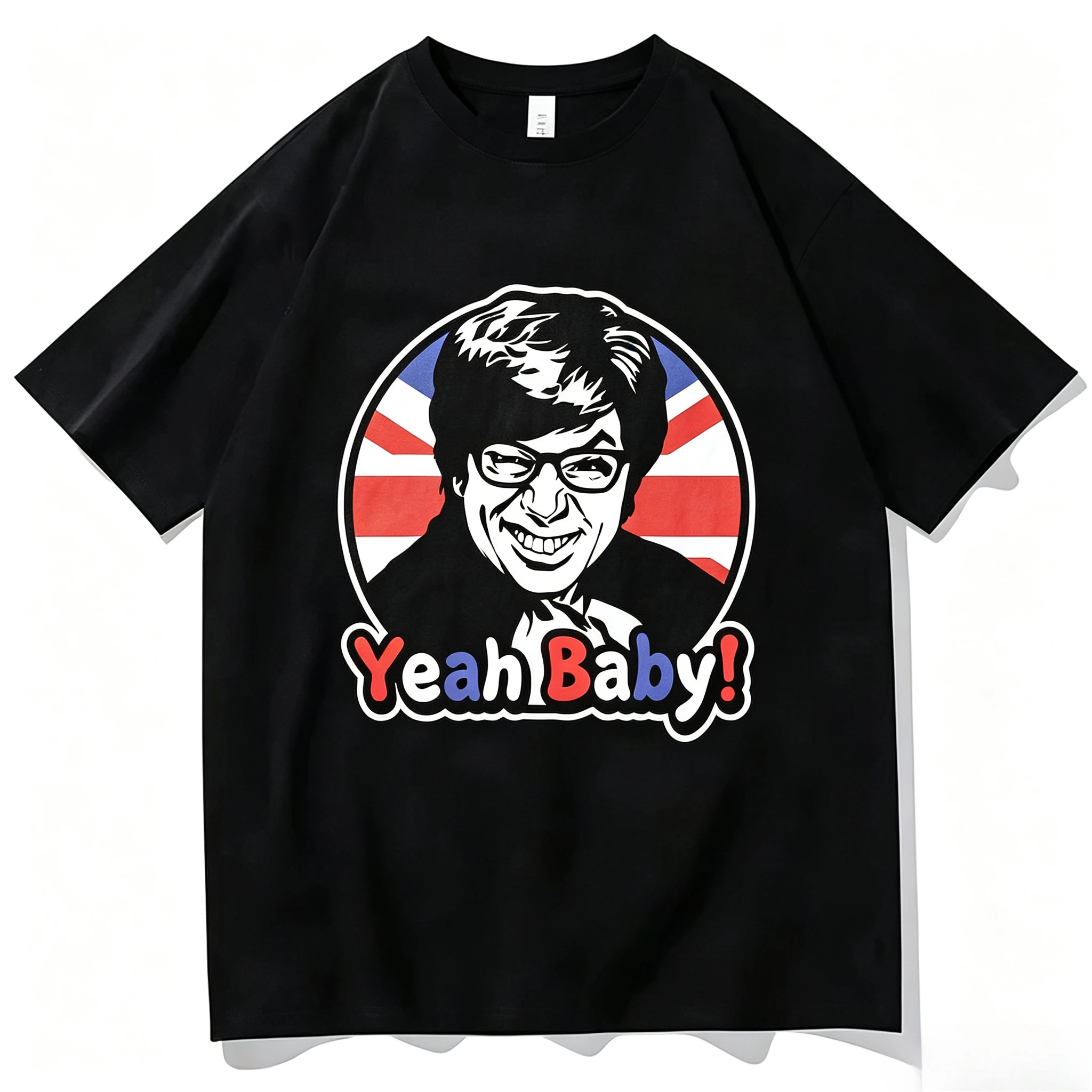 Yeah Baby Retro Comedy Movie Graphic T-shirt Men Cotton Film Fan Loose Oversized Street Casual Daily Short Sleeve Tops