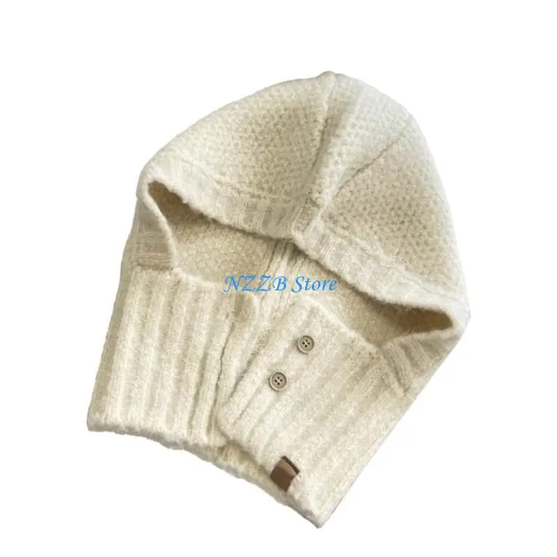 T21F بالاكلافا الملونة للارتداء في الهواء الطلق مع قبعة متماسكة لتدفئة الرقبة في الشتاء #5