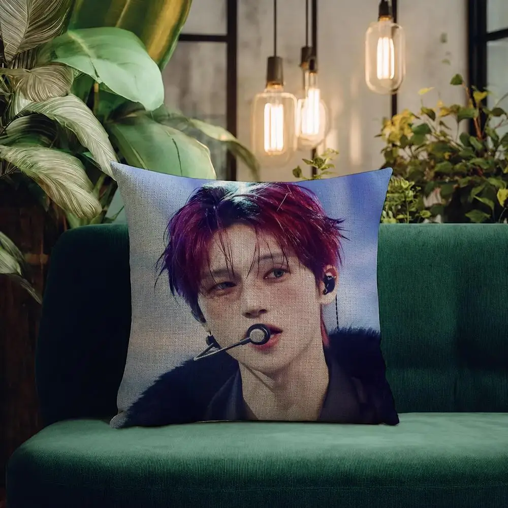K-pop ATEEZ Wooyoung Cushion Cover Natural Linen Pillowcase Set Cushion Cover for Sofa Bedroom Chair
