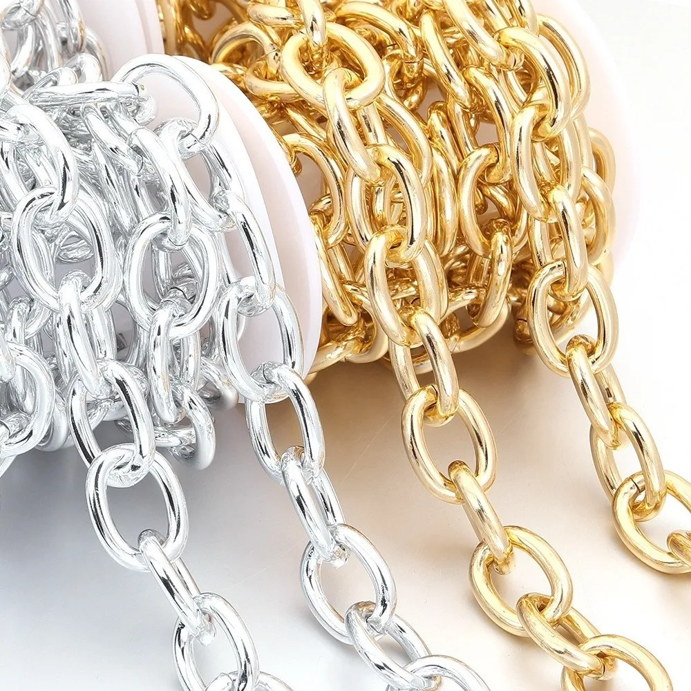 2 Yards Length Aluminum Chain Silver/Gold Metal Link Structure Twisted Chain Gold Color Silver Color Jewelry Chain
