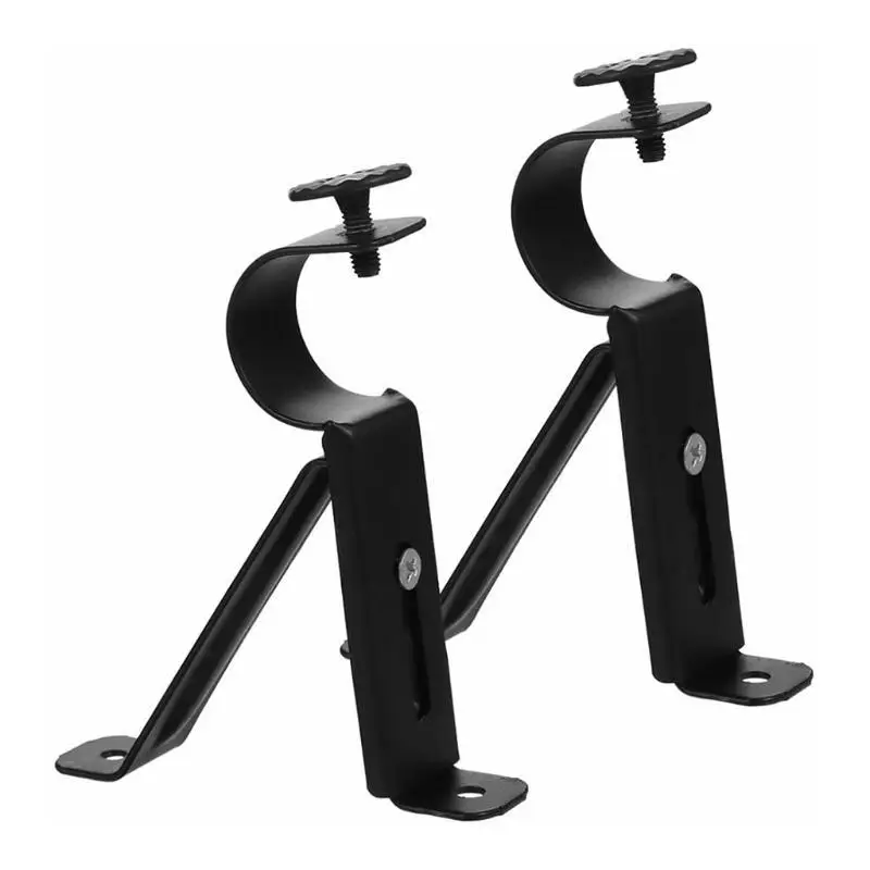 Heavy Duty Metal Curtain Rod Brackets With Adjustable Design Black Gold Finishes For Home Bedroom Window Use