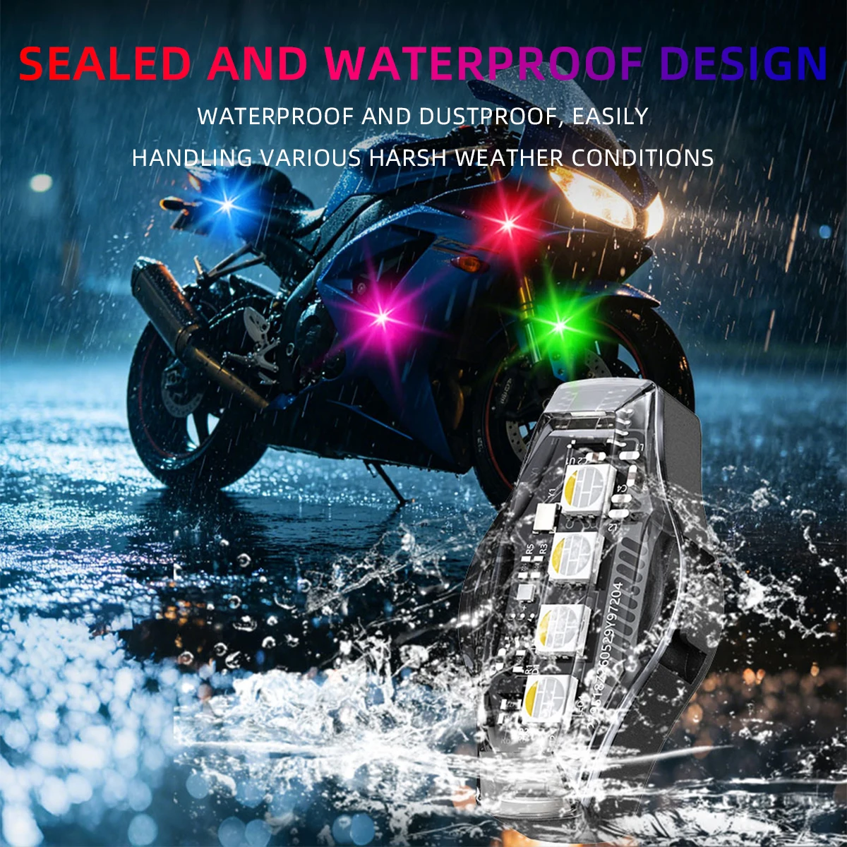1/2/4/6Pcs Motorcycle Bike Car LED Aircraft Airplane Anti-Collision Warning Signal Light RGB Remote Control Type-C Charging