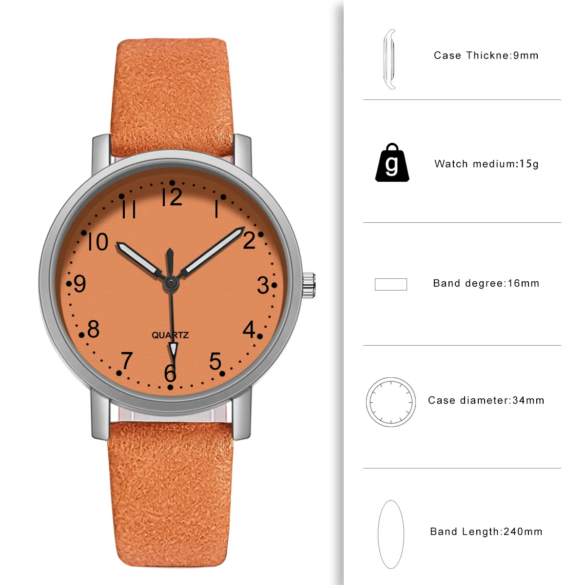 Fashion Casual Ladies Quartz Watches Vintage PU Leather Strap Wristwatch Women Clock Gift Popular Relogio Feminino