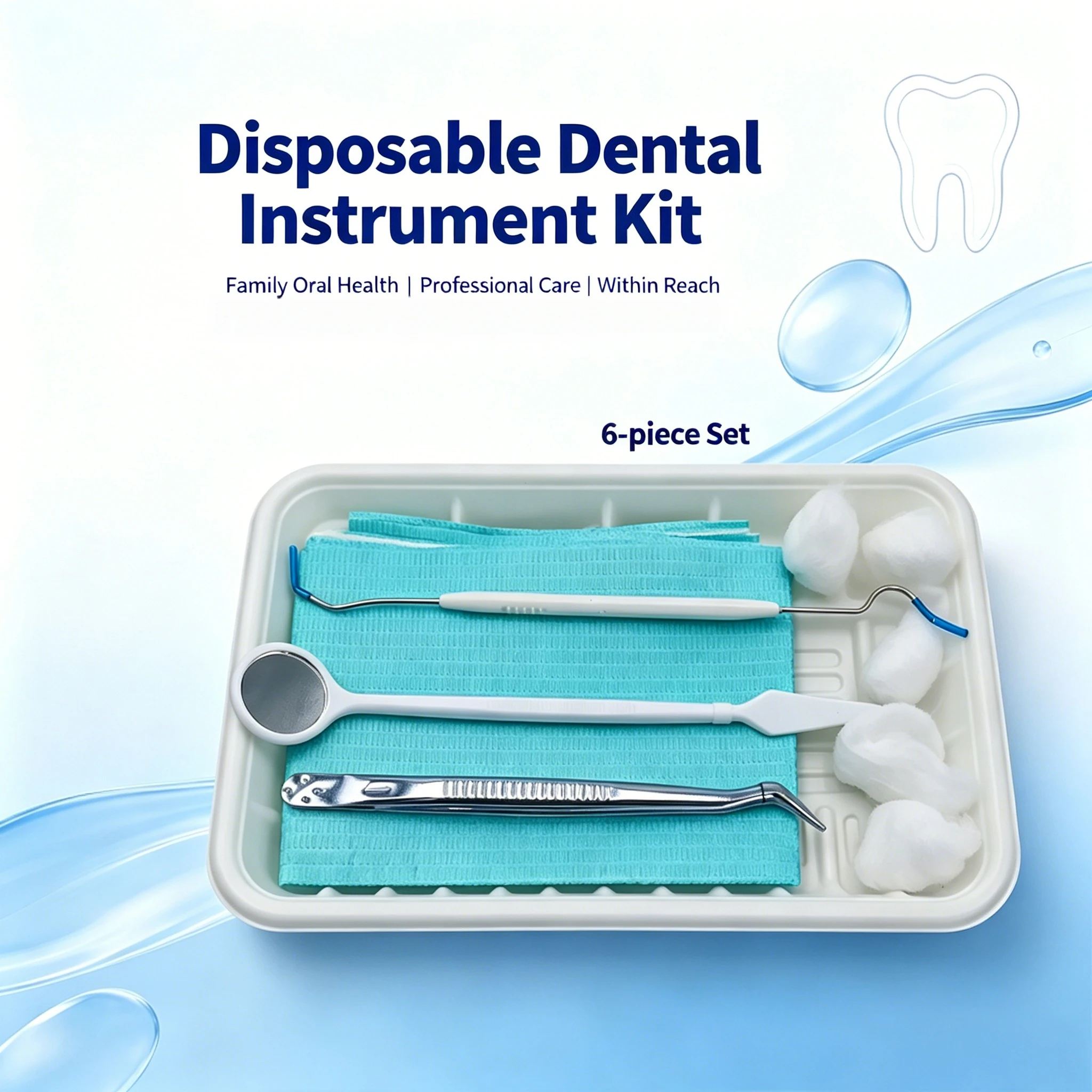 Dental Mirror Probe - Disposable 6 In 1 Dental Examination
