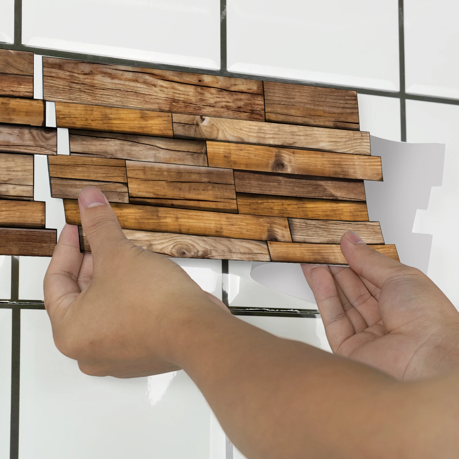 

Wood grain wall sticker self-adhesive PVC tile sticker, waterproof and oil resistant wall decoration for kitchen and bathroom