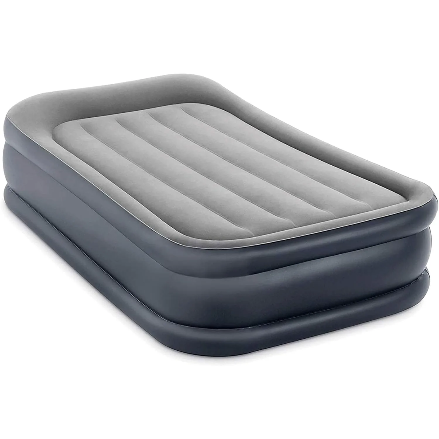 

Intex 64131ED Dura-Beam Plus Deluxe Pillow Rest Air Mattress: Fiber-Tech – Twin Size – Built-in Electric Pump– 16.5in Bed Height