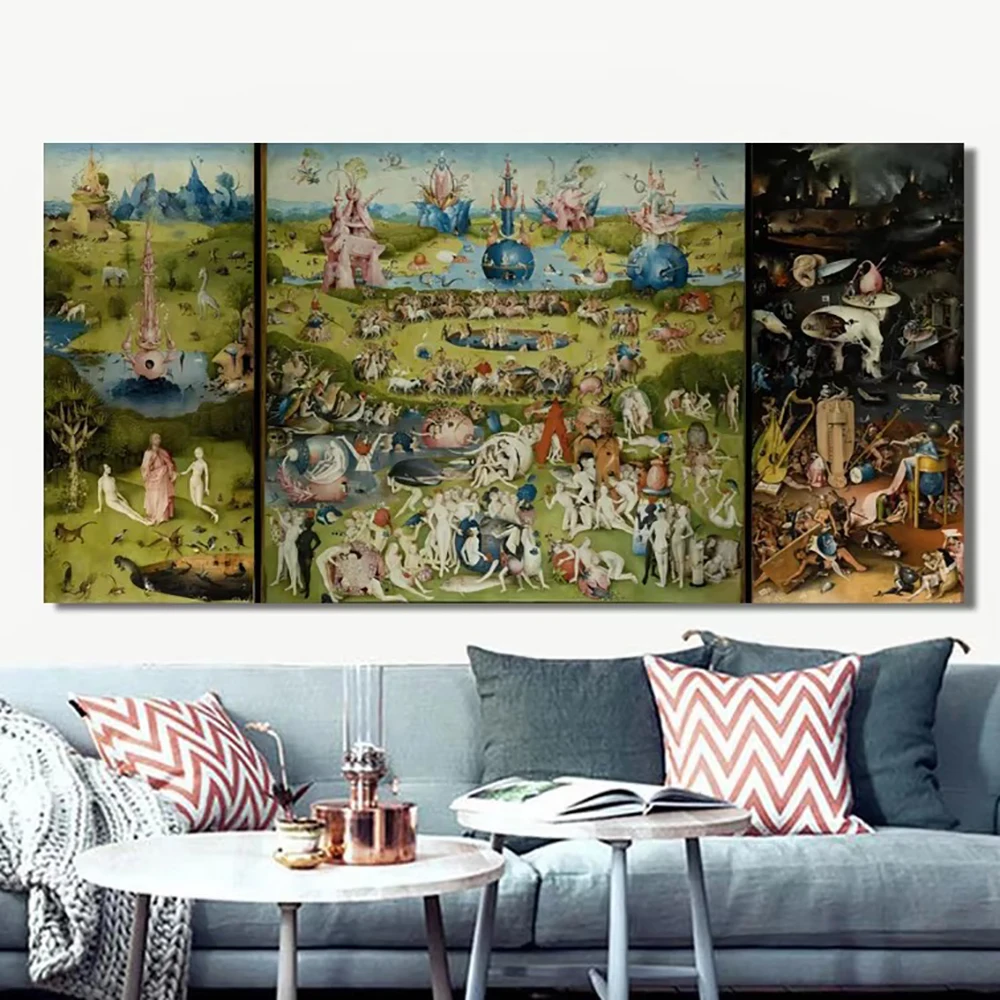 Bosch Hieronymus The Garden of Earthly Delight Canvas Poster Prints Classical Famous Painting Wall Art Paintings Home Decor