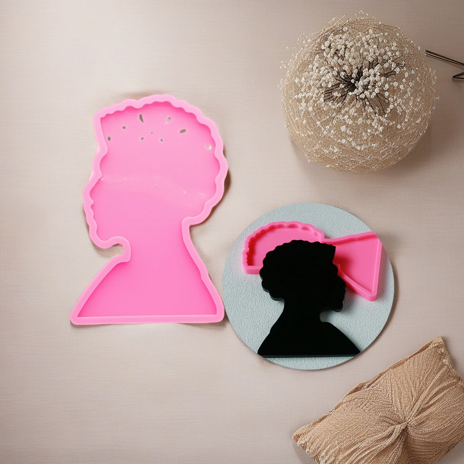 Shiny 3.54in Afro Girl Boy Hea - Casting Mold Jewelry Silicone Rubber recension och pris