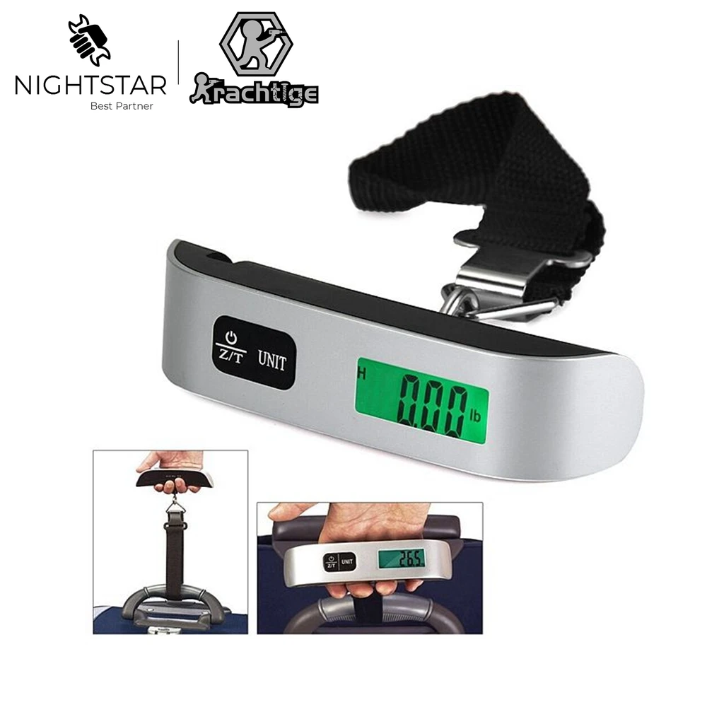 Mini Escala de Bagagem Digital Hand Held Lcd Electronic Hanging Scale Capacidade do Termômetro Dispositivo de Pesagem 50kg