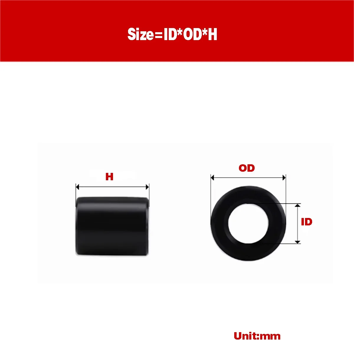 Black POM Bushing Washer M3 M4 M5 M6 M8 M10  Round Hollow Unthread Standoff Spacer Sleeve Insulated Plastic Gasket Length 1-20mm