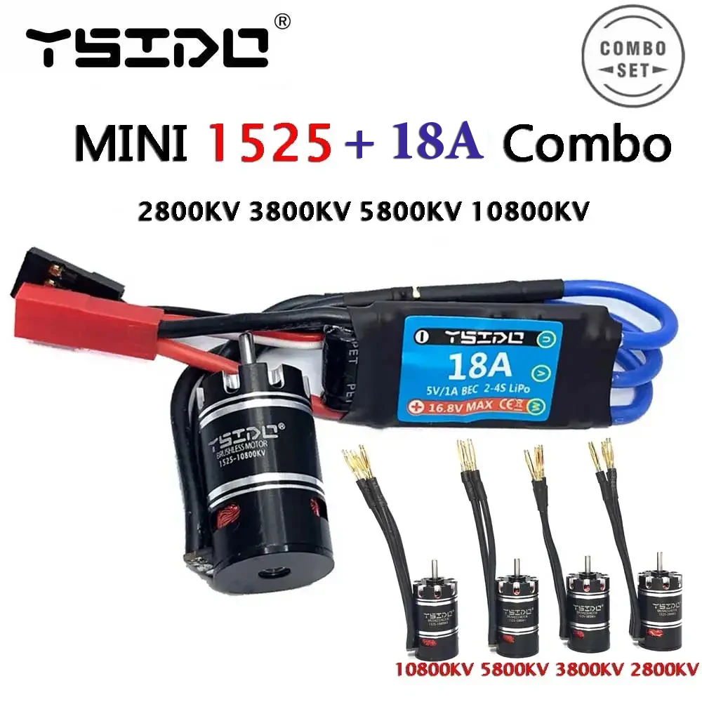 YSIDO mini 1525 Brushless Motor 2800KV 3800KV 5800KV and 18A ESC Combo for Kyosho Mr03 Pro Atomic DRZ 1/24 1/28 1/32 RC Car