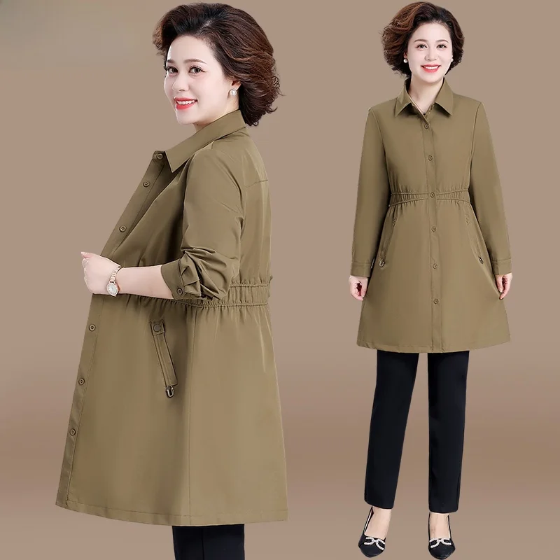 

Faionable Mid-Length Women's Autumn Coat 2025 New Sle Wide Lady Middle-Aged Mom Spring Autumn Top Ladies' Korean Sle