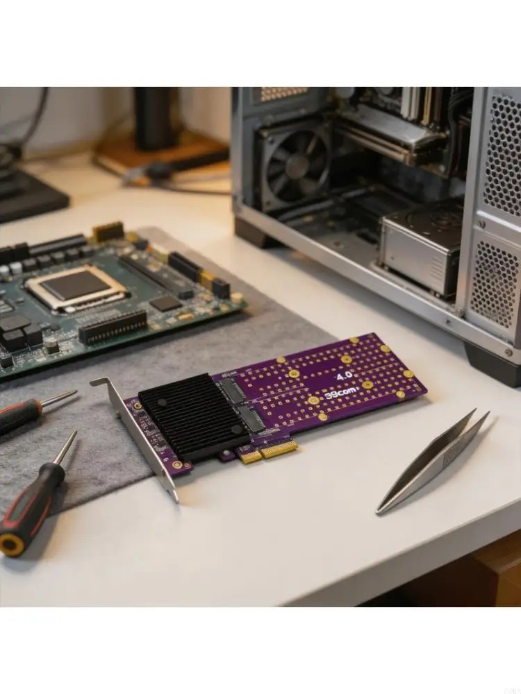 CORA Desktop Computer Storage Card with PCIe 4.0X4 Board Structure, Two Drive Mounting Positions for Project Archives, File
