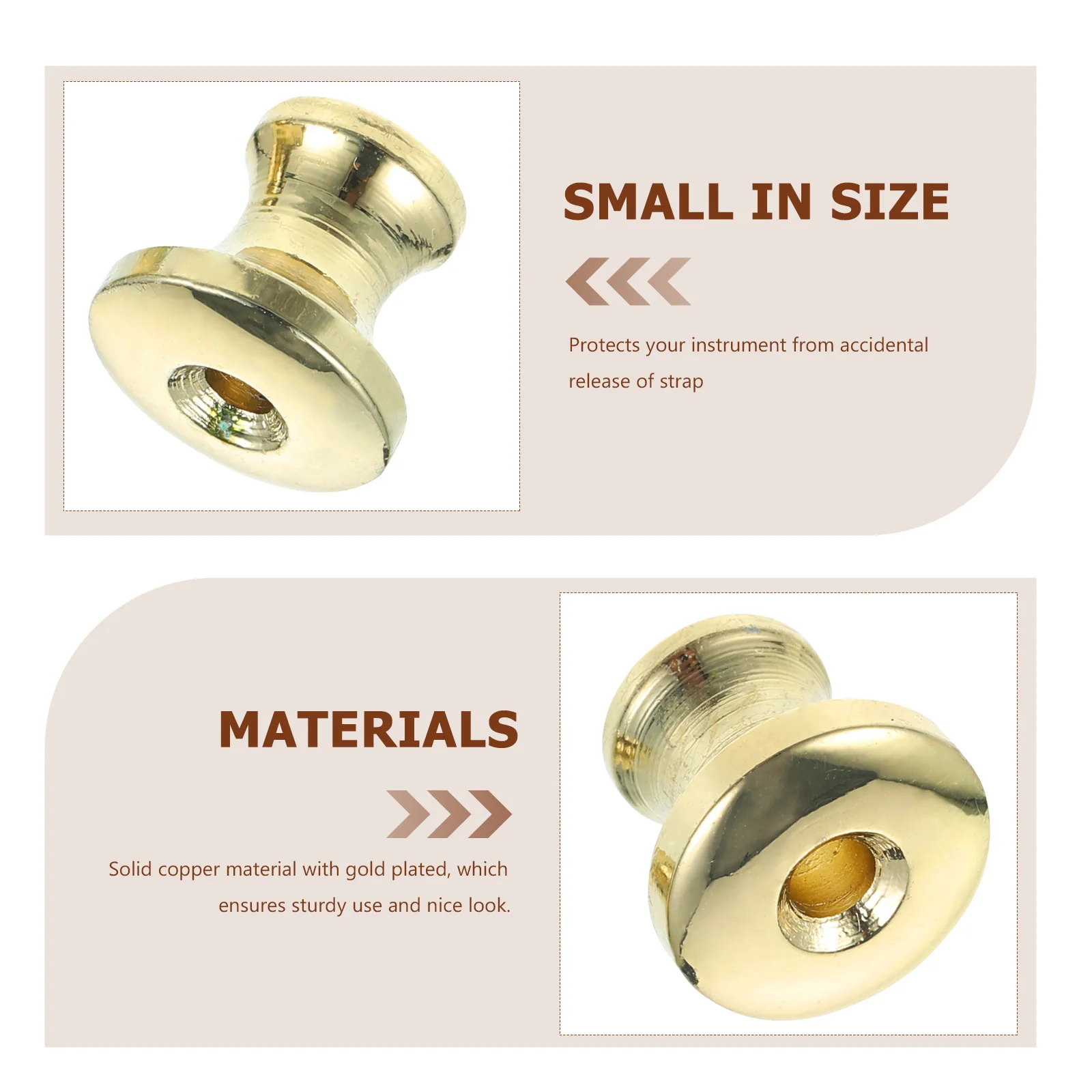 

2Pcs Guitar Strap Lock Set Gold Plated Copper Mushroom Head for Electric Acoustic Bass No Slip Secure Mounting