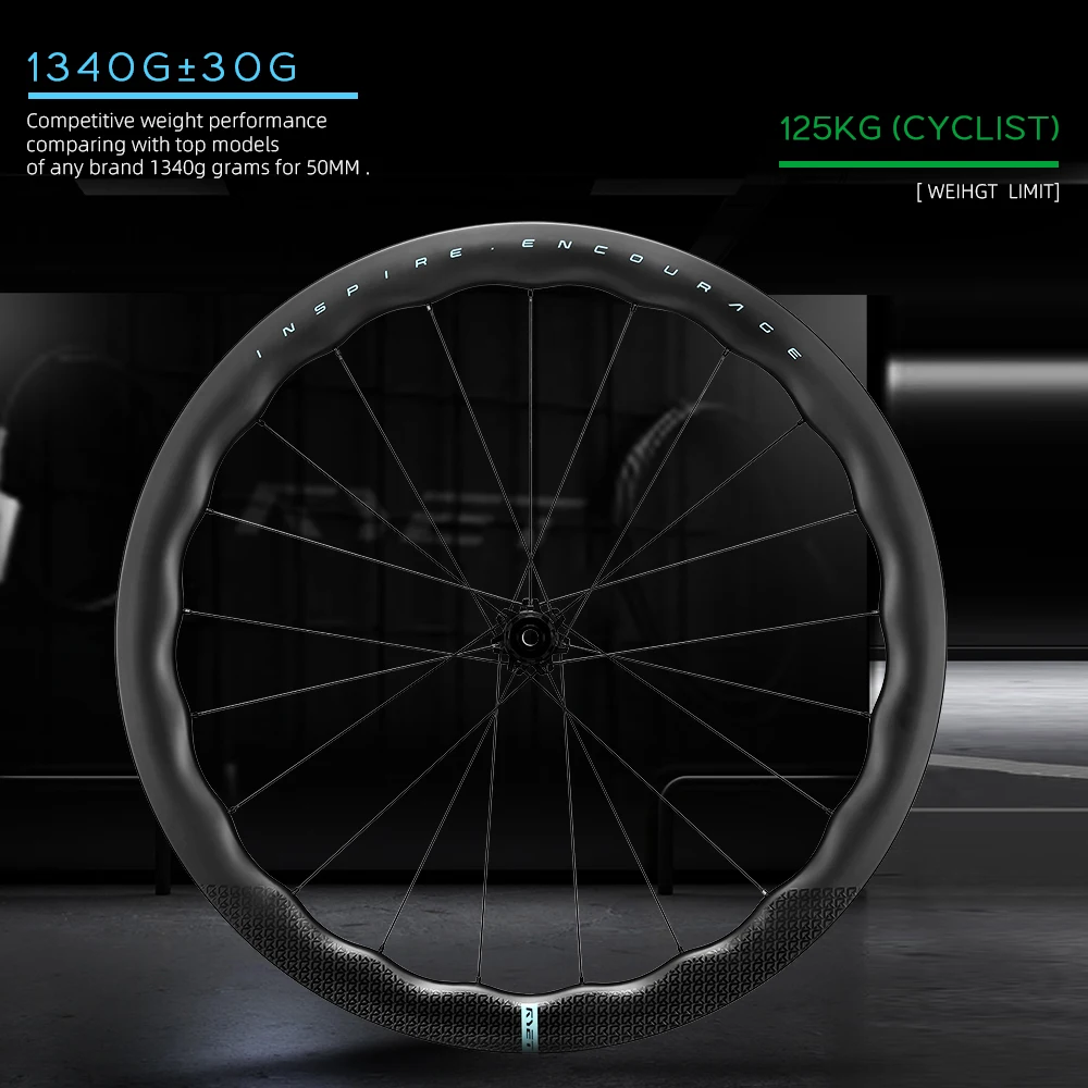 RYET ロードカーボンホイール 50 ミリメートル正弦波自転車リムセット