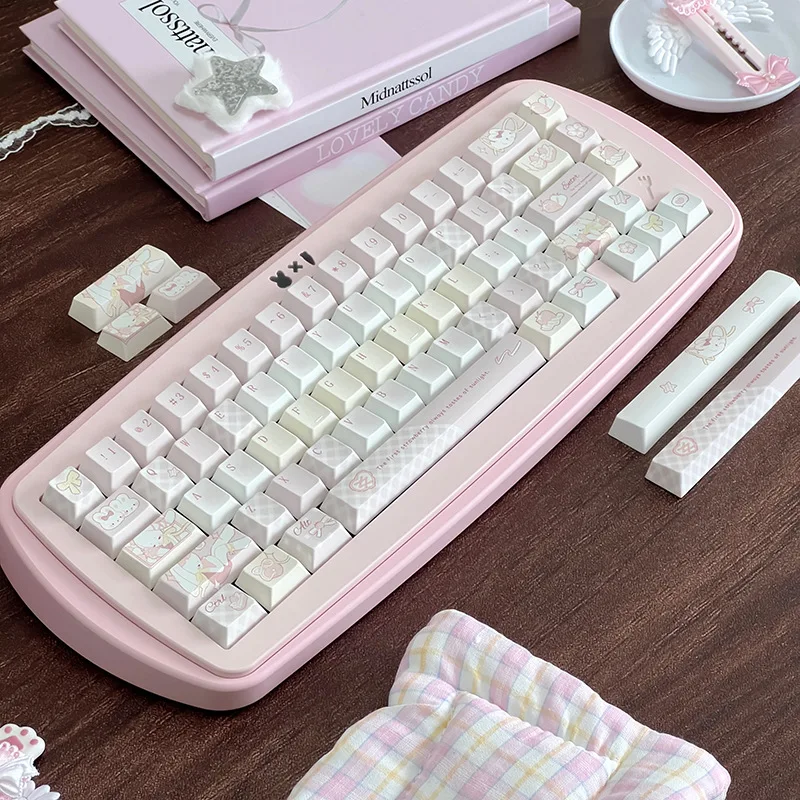 Strawberry milkshake pink cute girl keycap high value five sides hot sublimation new original factory adapted mechanical keyboar