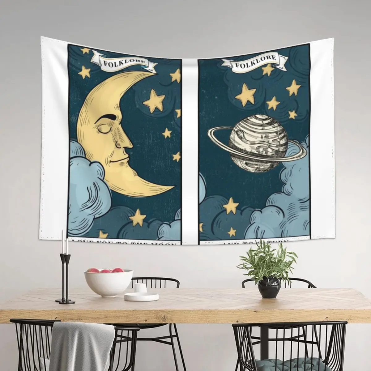 

love you to the moon and back Tapestry Wall Coverings Room Decore Aesthetic Custom Tapestry