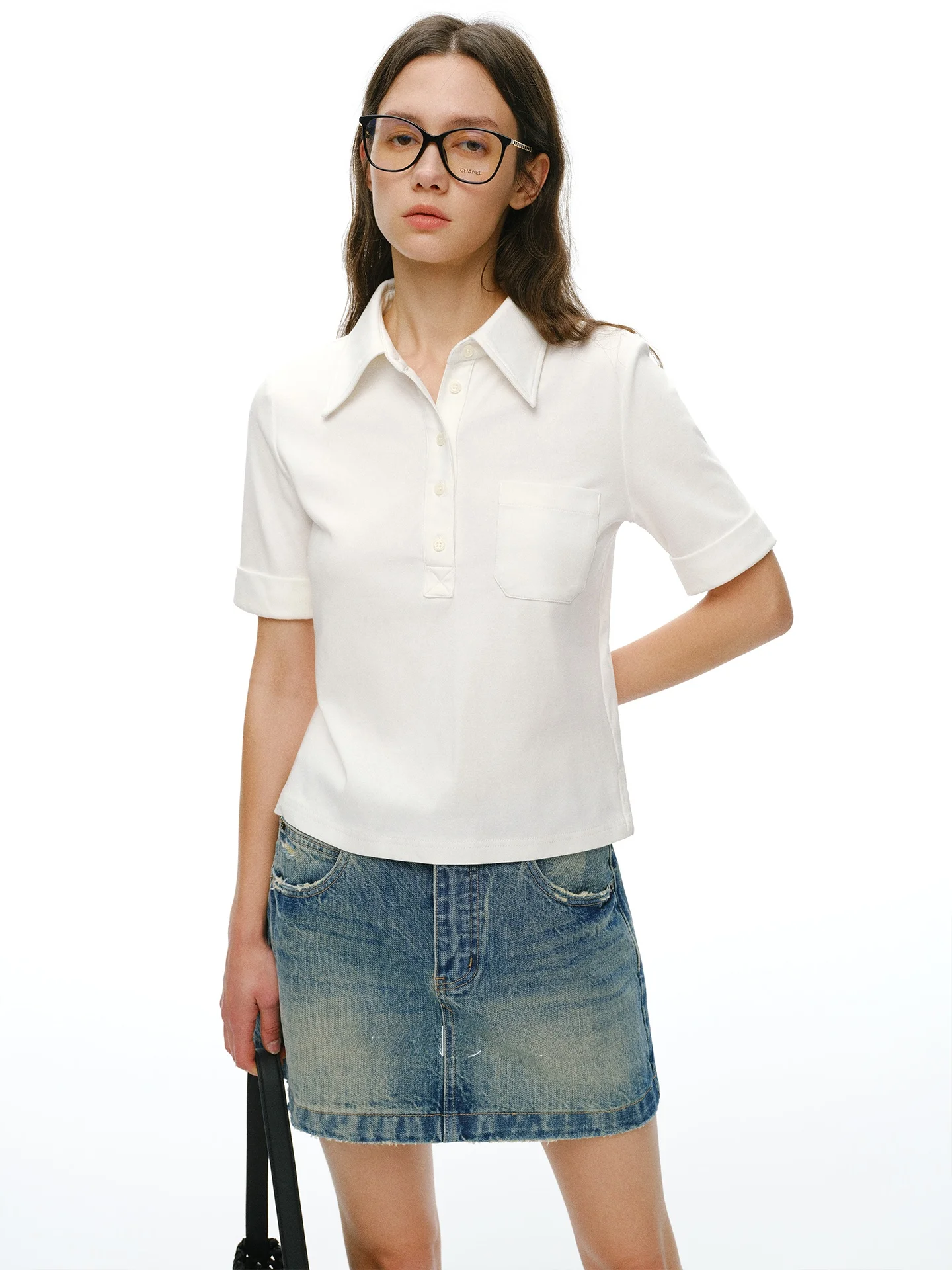 

NANCYLILI26 Spring Summer New Fashion Retro Sport Short Sleeve Shirt Women Simple Miu Series T-Shirt Slim Fit Classic Pa...