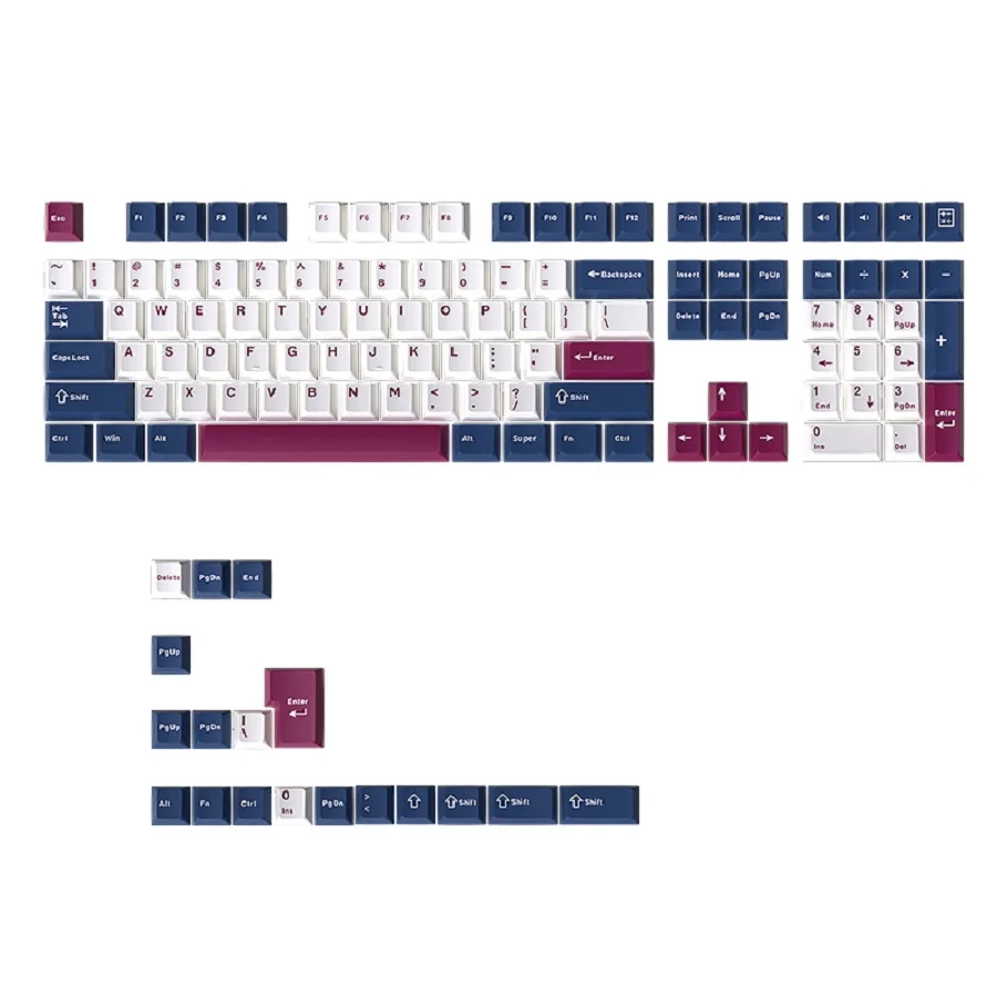 126 Keys Warrior Blue White Double Shot Cherry Profile PBT Keycaps Suitable for 61/68/84/100/104/108  MX Mechanical Keyboards view 2
