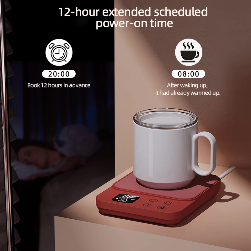 Chauffe-tasse à café intelligent à température constante, contrôle de la température à 9 niveaux, minuterie de 12 heures, arrêt automatique, écran LCD