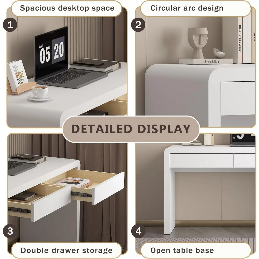 مكتب كمبيوتر وألعاب أبيض مع أدراج. مكاتب مكتب منزلية لغرفة النوم. طاولة كتابة خشبية للأطفال. سميكة من ثلاث طبقات