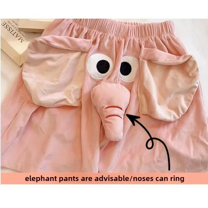 حجم كبير لطيف مضحك الفيل جذع زوج بيجامة السراويل للجنسين السراويل الرجال سراويل تقليدية المرأة المتسكعون الكرتون السراويل فضفاضة