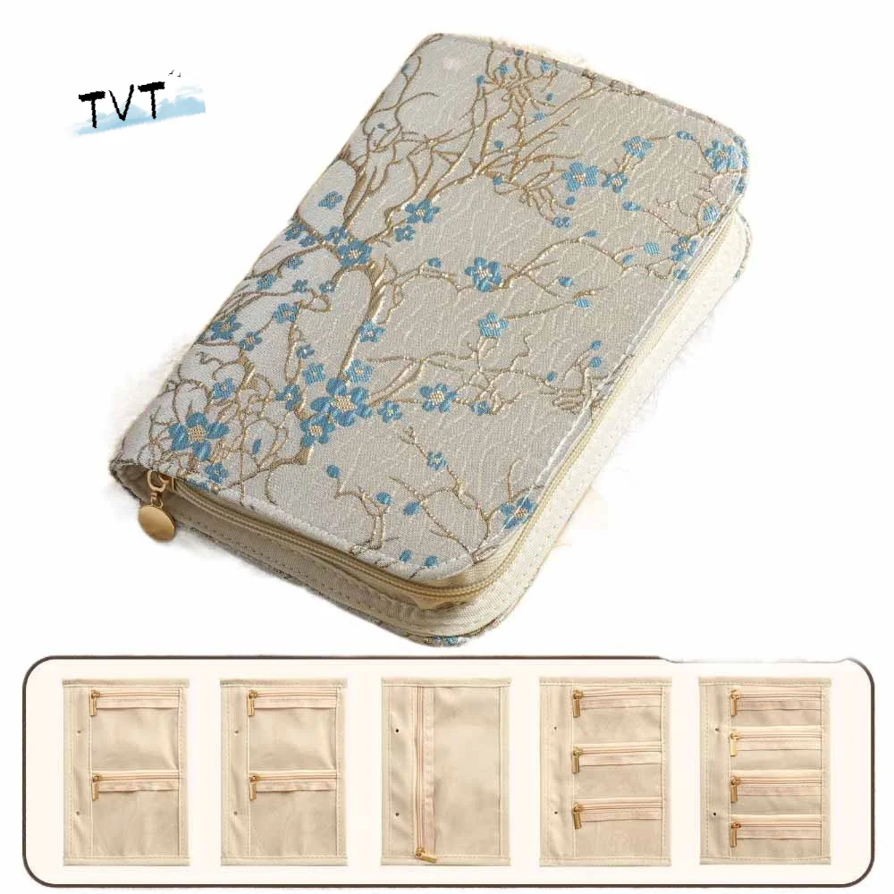 

Flower Pattern Jewelry Storage Bag Anti-oxidation Grid Storage Jewelry Organizer with Zipper Space Saving