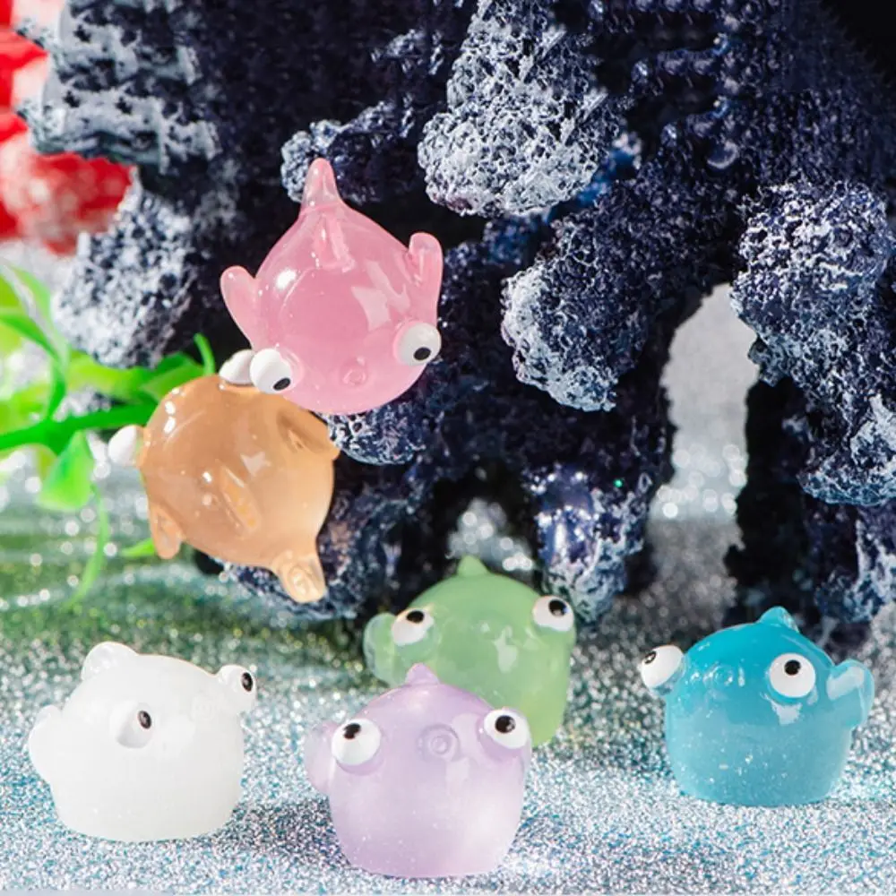 Marine Animal Series Sea Fish Model Resin Colorful Pearl Shell Decoration Luminous Marine Animals Miniature Fairy Garden