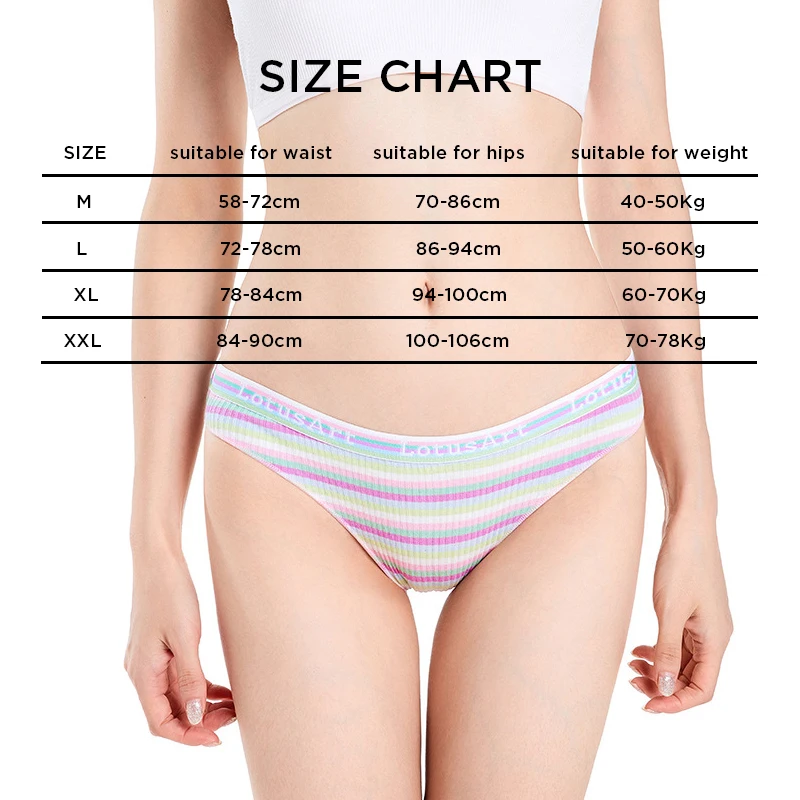 3PCS/Set Women Cotton Seamless Panties for Female Low Waist Underwear Panty Sexy Colorful Striped Lingerie NKT2113