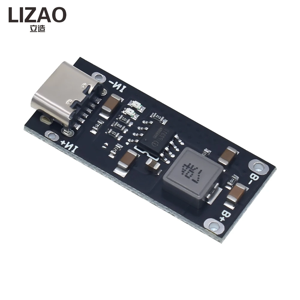 LIZAO Type-C 3A Lithium Battery Charging Board IP2312 CC/CV Fast Charger 5V to 4.2V QC3.0 Power Supply Module
