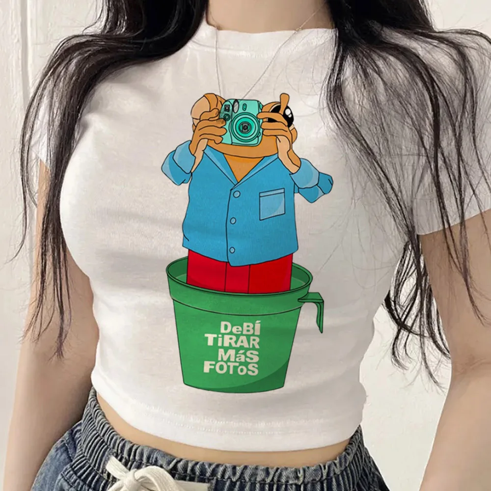 Bad Bunny cropped top ladies alternative  gyaru manga gothic goth t-shirt gyaru kawaii graphic funny anime