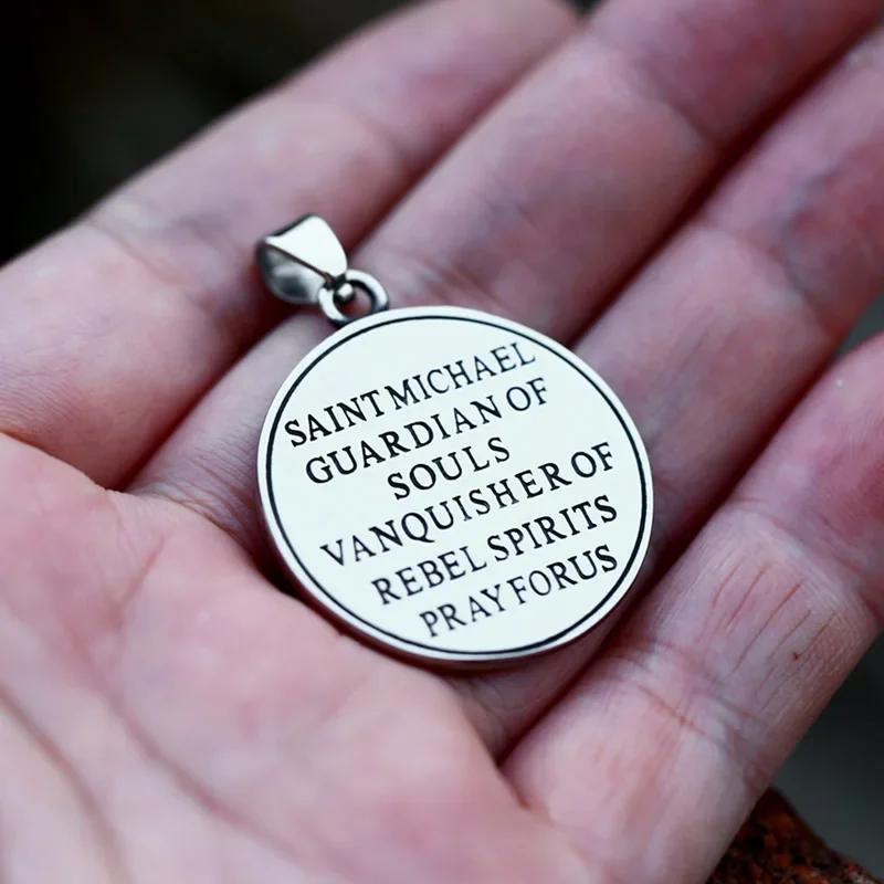قلادة ميدالية مايكل من الفولاذ المقاوم للصدأ ، الكاثوليكية تحمينا من النمط الديني ، هدية مجوهرات عتيقة ، موضة جديدة ، #4