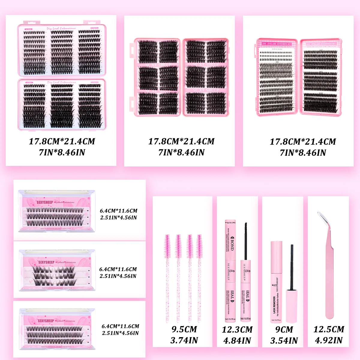 طقم تمديد الرموش مزيج الأنماط الطبيعية أو مانغا لتقوم بها بنفسك مجموعات الرموش مع السندات وملقط الختم أداة ماكياج قابلة لإعادة الاستخدام #2