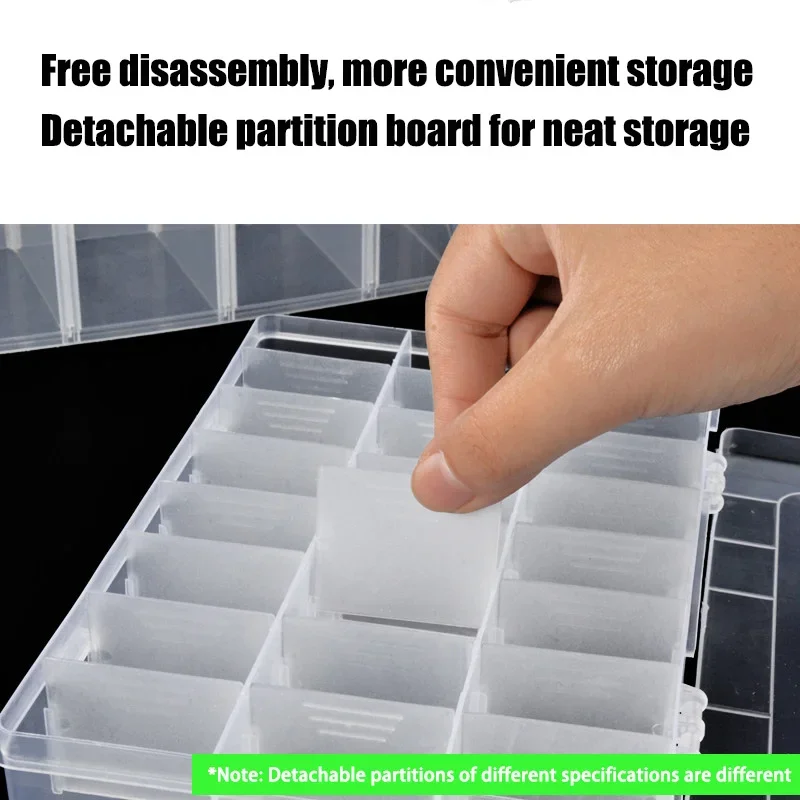 Picture 6: Multifunctional Plastic Storage Box Screw Hardware Electronic Component Tool Organizer Lego Parts Case with Dividers Transparent