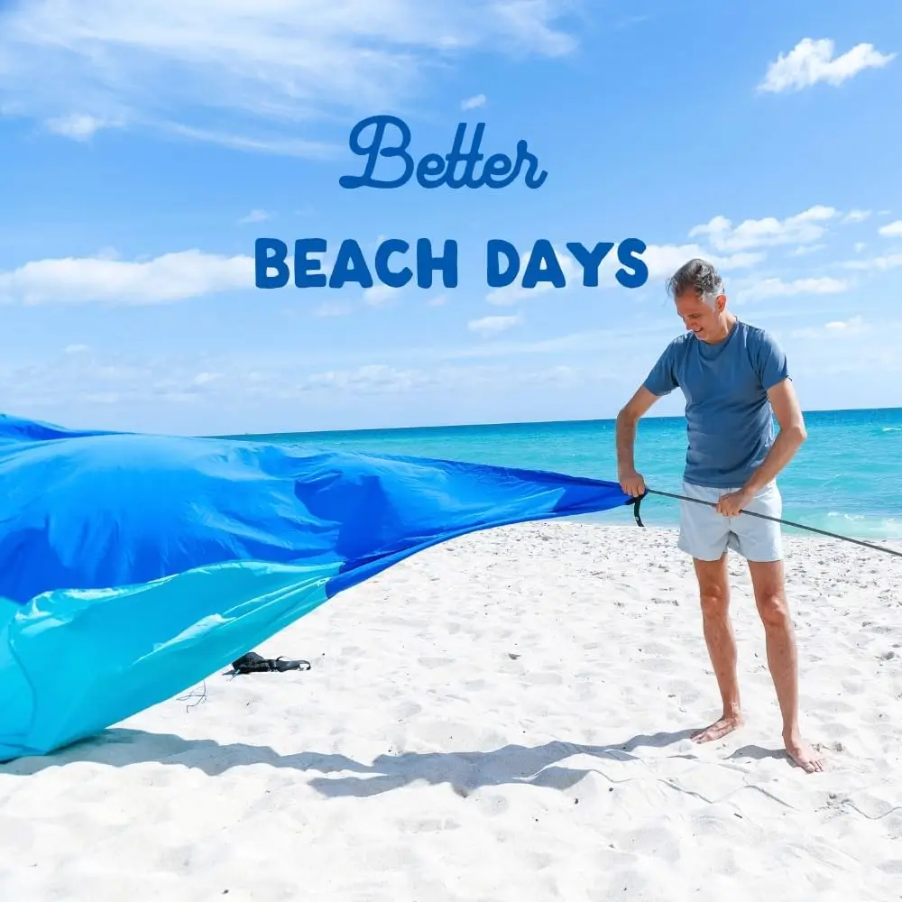 Classic with Quiet Canopy, The Original Wind-Powered® Beach Shade, Provides 150 Sq. Ft. of Shade, Weighs Only 4 lbs, Sets up in