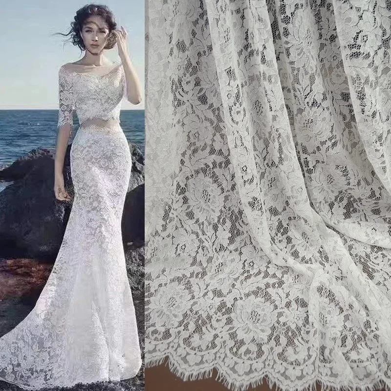 1.5m Wide Cotton Thread Lace Fabric Soft Hanging Good for Skirt Wedding Dress New Cloth