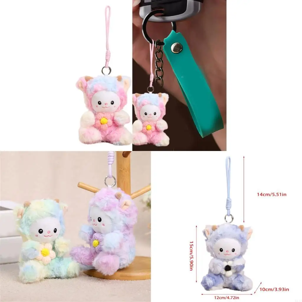 91AF Playful Miniature Lamb Clip Cartoon Animal Stuffed Doll Pendant Keychain Unique Gift For Friend And Family