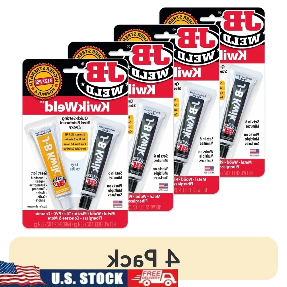 

4 Pack KwikWeld Epoxy Adhesive 2 oz Quick Drying Permanent Bond High Strength Household Repairs Automotive Crafts