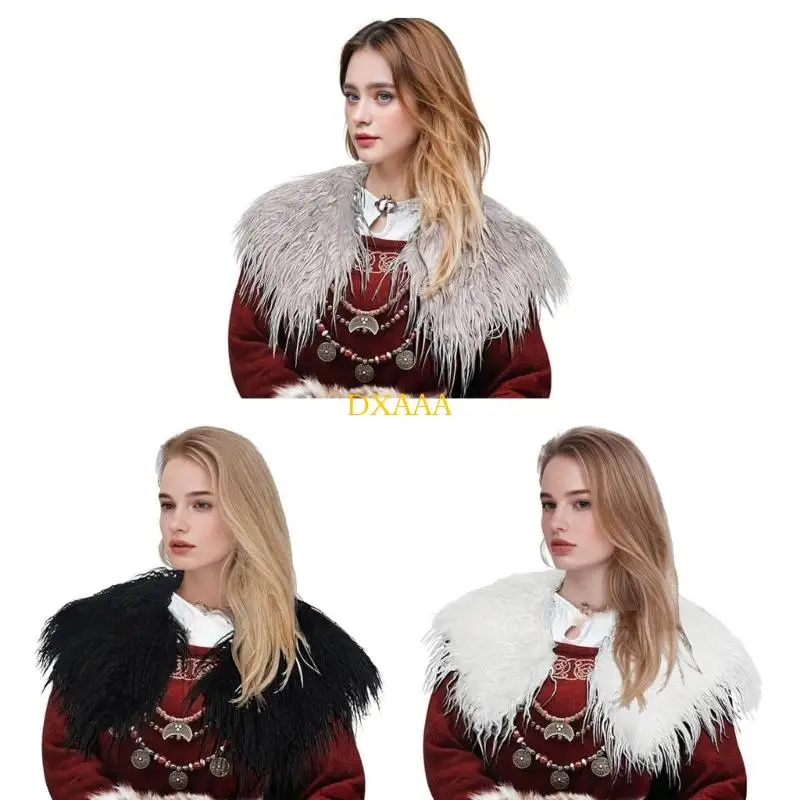 

DXAA Theater Costume Medieval Design Artificial Furs Winter Cloak Wear