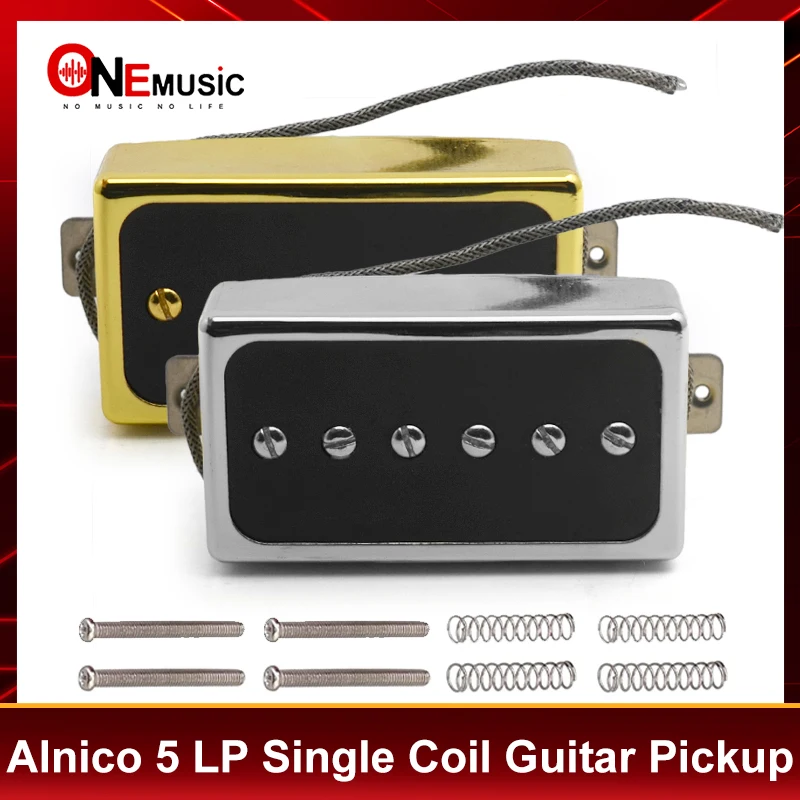 Alnico 5 Single Coil Pickup Humbucker Size White Copper Basepalte 50/52MM for LP Style Guitar Chrome