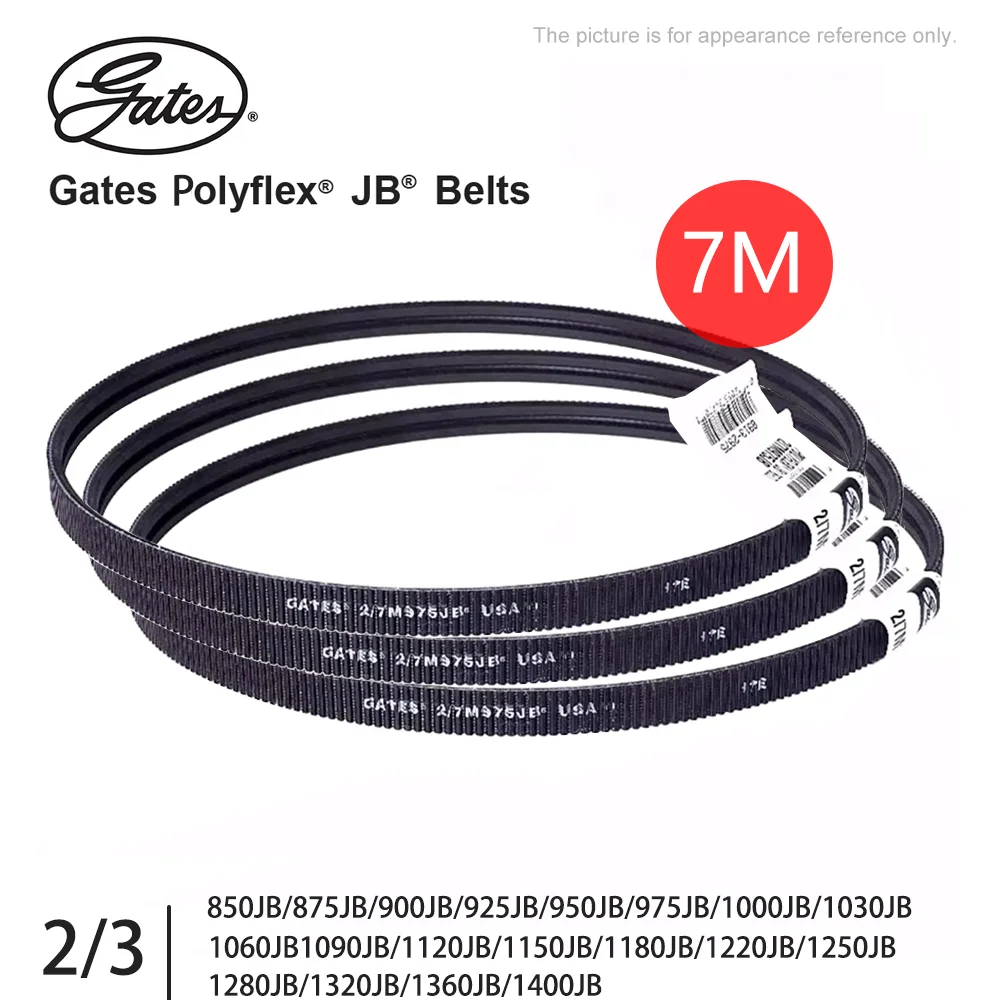 

Gates Polyflex® JB® Belts 2/7M and 3/7M-850JB/875JB/900JB/1000JB/1030JB/1060JB -1360JB/1400JB Transmission Triangle Belt