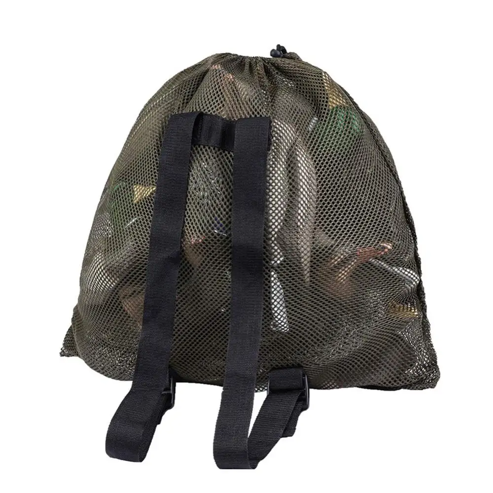 Mesh Decoy Bag With Shoulder Straps Outdoor Duck Gooses Mesh Luring Decoy Shoulders Bag Drawstring Hunting Backpack Accessories